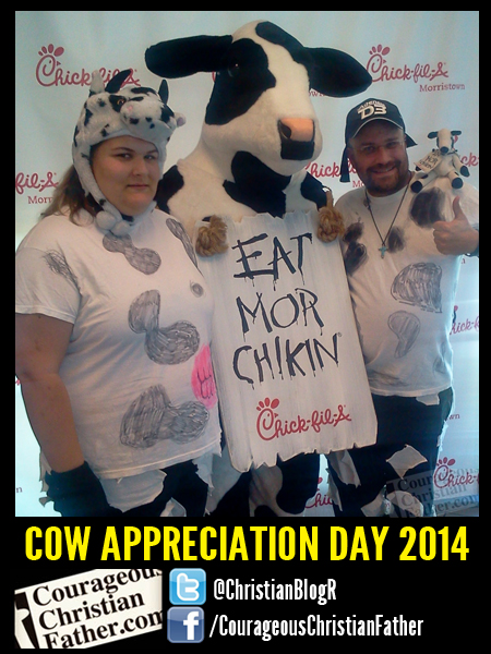 Father, Daughter dressed like Cows
