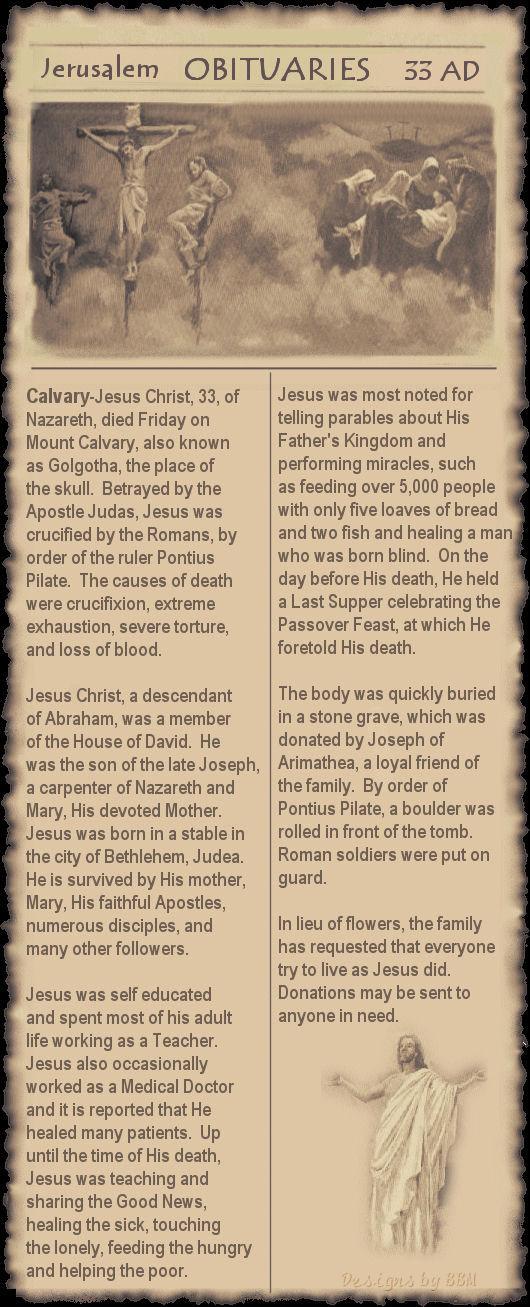 If Jesus had an Obituary
