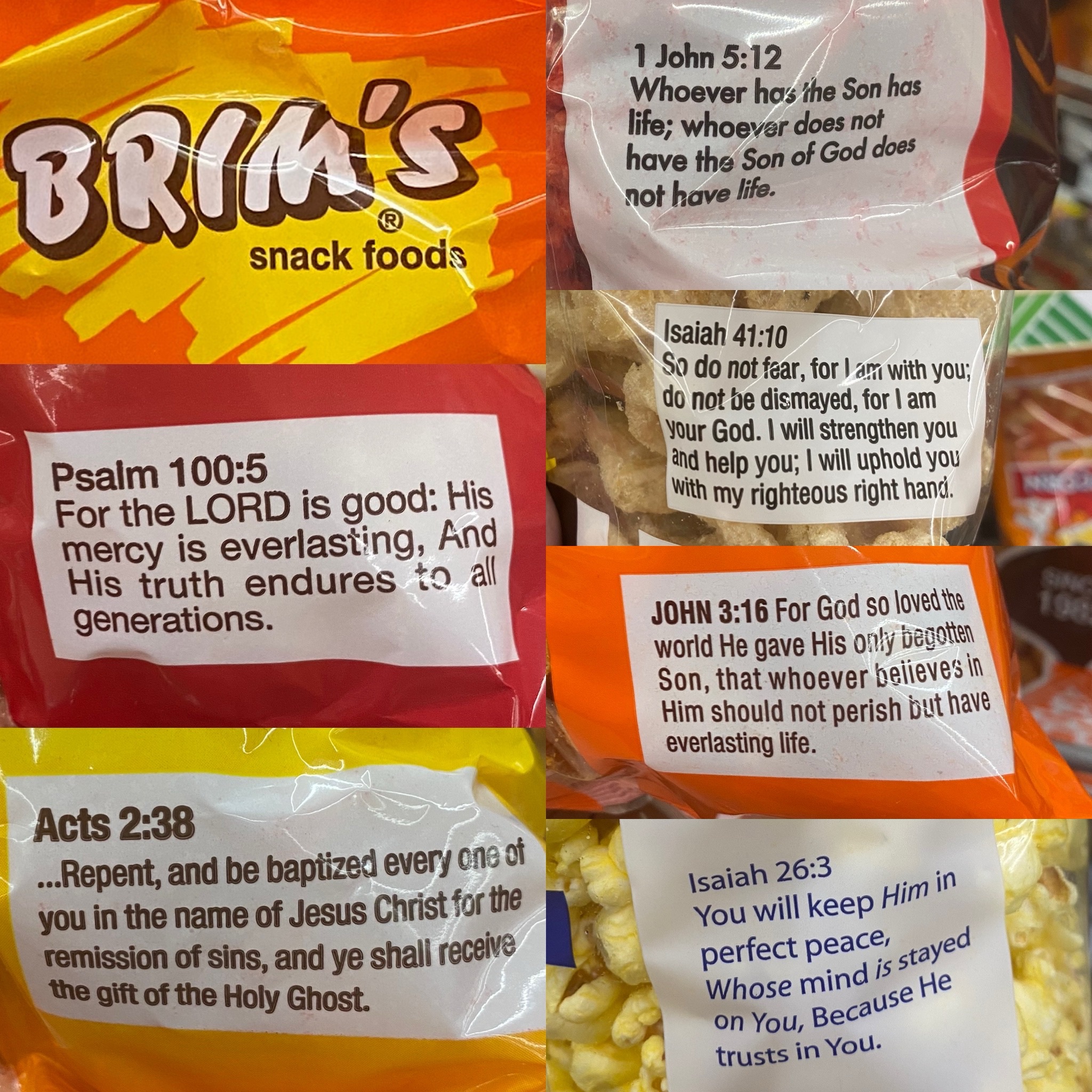 Brim’s Chips have Bible verses on their packaging
